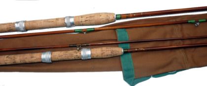 RODS: (2) Pair of Milward's cane spinning rods, The Spincraft Major 9' 2 piece, green speckled