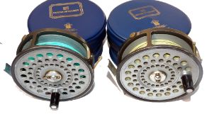 REELS: (2) Pair of Hardy St. Aidan alloy lightweight fly reels, both with U shaped line guides,