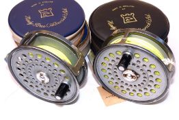 REELS: (2) Pair of Hardy St. Aidan alloy lightweight fly reels, both with U shaped line guides,