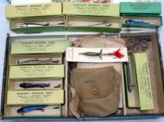 LURES: Collection of 7 Percy Wadham boxed lures, various colours incl. silver, brown and blue, an