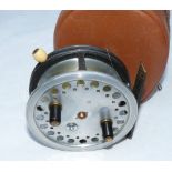 REEL: Fine Hardy Super Silex 3.75" alloy casting reel, retaining most original finish, twin black