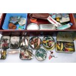 ACCESSORIES: Collection of spinners and lures including metal Abu Toby spinners, Mepps wood and