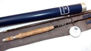 ROD: Hardy Ultralite ,6" carbon fly rod, 2 pce, grey blank, 9.5" cork handle with alloy reel