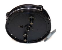 REEL: Rare J W Young Trudex 5.5" dia. centre pin trotting reel in as new condition, black handles