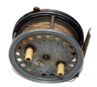REEL: Rare Hardy Triumph reel, marked "The Eureka", 4" diameter, made c1923-28, twin ivorine