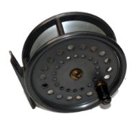 REEL: Fine Malloch of Perth by Dingley 4.1" alloy salmon fly reel, black handle, large central