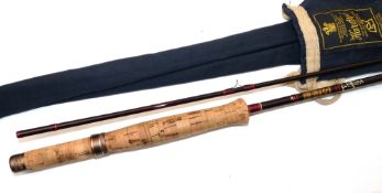 ROD: Hardy Graphite Deluxe built 8'6", 2 pce carbon trout fly rod, line 6/7, burgundy blank, red