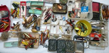 LURES: Large collection of vintage commercial and handmade lures, incl. Abu, Mepps, Allcock, Nevison