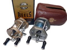 REELS (2) J W Young Gildex multiplier reel in as new condition , brown finish, folding foot blade,