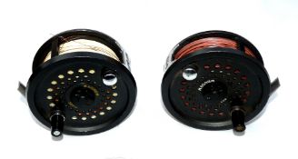 REELS (2): Pair of Leeda Magnum bar stock alloy fly reels, 200D wide drum and 140 narrow drum,