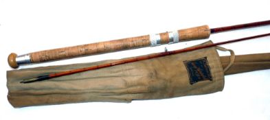 ROD: Aspindale of Redditch The Cromdale 7'6" 2 pce cane spinning rod in the Wanless style, red agate