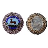 ALLCOCK MEDAL: Rare Allcock & Co. Long Service Award hallmark silver/enamel medal, 43mm diameter,