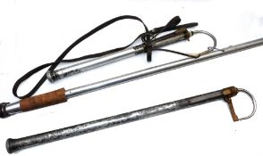 ACCESSORIES: (4) Pair of Hardy alloy extending salmon gaffs, both with point protectors and belt