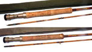 RODS: (2) Pair of Allcock "The Colonel" split cane small river, stream fly rods, an 8' 2 piece split