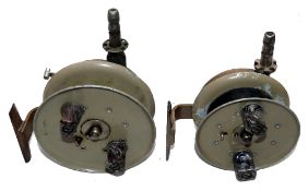 REELS: (2) Pair of Grice & Young Surf casting reels, a scarce Orlando Minor 3.75" drum, ratchet