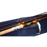 ROD: Fine Hardy Matchmaker 13' 3 piece hollow glass float rod, in as new condition, orange whipped