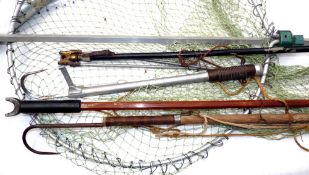 ACCESSORIES: (5) Collection of landing nets, wading staffs and gaffs, incl. a Hardy style combined
