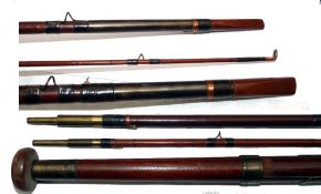 ROD: Fine early Farlow 191 Strand, London 14'6" 3 piece greenheart salmon fly rod, twin bridge