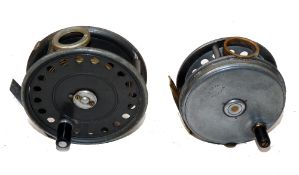 REELS: (2) Hardy St George MK2 alloy trout fly reel, 3.75", agate line guide (hairline crack) 2