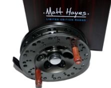 REEL: Matt Hayes Limited Edition ball bearing trotting reel, 4-3/4" dia. wood effect handles,