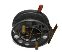 REEL: Allcock's Lever Type Mahseer Aerial alloy reel, 4.5" dia. 1.20" between plates, 8 large