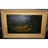 ORIGINAL OIL: Victorian oil on board, the days catch ,pike roach ,dace and perch on bank, split to