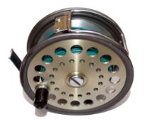 REEL: Farlow the Grenaby 4-1/8" alloy salmon fly reel in fine condition, wide drum model, factory