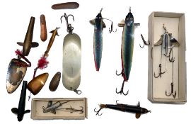 LURES: Collection of 14 Hardy lures incl. a 6" leaded Crocodile in MOB, a 5" Stewart spoon, 5" and