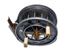 REEL: Rare Allcock's for Carter & Co Aerial alloy reel, 4" diameter, ex wide drum, 8 large holes
