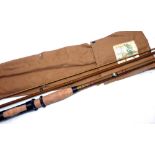 ROD: Allcock factory sample green finish split cane salmon fly rod, in as new condition, no model