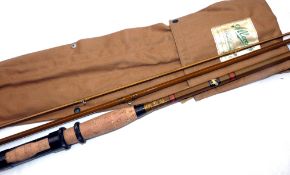 ROD: Allcock factory sample green finish split cane salmon fly rod, in as new condition, no model