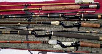 RODS: (5) Collection of 5 Abu vintage hollow glass rods, incl. 4 x crank handle bait casters,