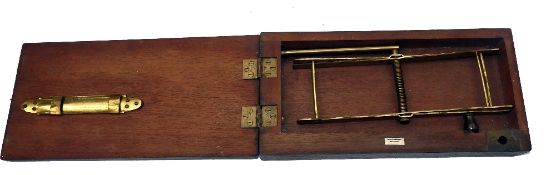 LINE DRIER: Scarce Alex Martin, Glasgow brass folding line drier in makers mahogany wood box, 12"