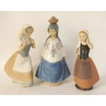 THREE NAO/LLADRO GIRL FIGURES