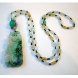 ATTRACTIVE MARBLED GREEN JADE PENDANT