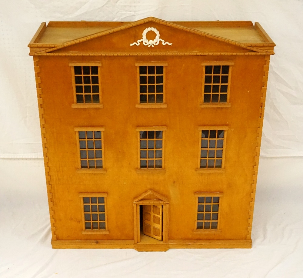 GEORGIAN STYLE WOODEN DOUBLE FRONTED DOLLS HOUSE
with simulated stone work to the front and rear,