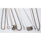 SELECTION OF VARIOUS SILVER PENDANTS AND CHAINS together with three silver neck chains