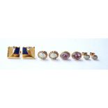 PAIR OF DIAMOND SET EARRINGS pair of amethyst earrings and two pairs of opal earrings,