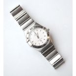 LADIES OMEGA CONSTELLATION WRISTWATCH the white dial with baton five minute markers,