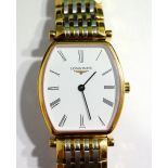 LADIES LONGINES WRISTWATCH the white dial with baton five minute markers,