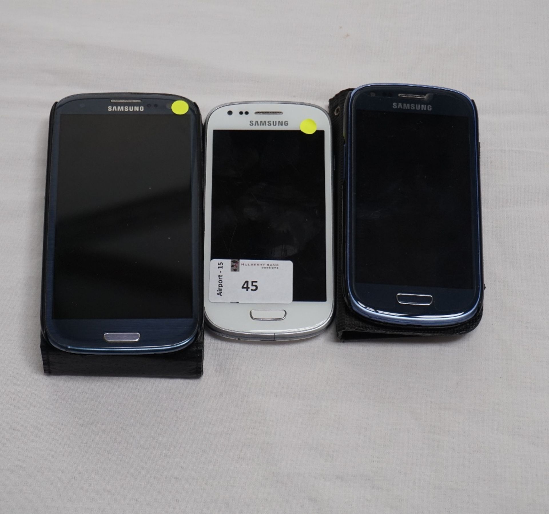 THREE SAMSUNG GALAXY SMARTPHONES comprising: one SAMSUNG GALAXY S3, Model: GT-i9300,