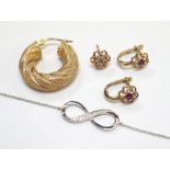 COLLECTION OF GOLD JEWELLERY comprising a nine carat white gold bracelet,