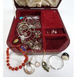 COLLECTION OF SILVER AND OTHER JEWELLERY including silver bangles,