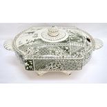 VICTORIAN POTTERY TUREEN AND COVER of shaped outline,