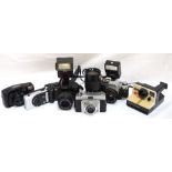 SELECTION OF ASSORTED CAMERAS including a Cannon EOS 5000 with a Cobra 440 AFC flash,