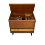 FERRANTI 345 RADIOGRAM contained in a teak case with a lift up lid revealing a turntable with