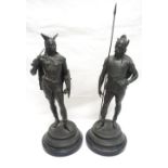 PAIR OF SPELTER VIKING WARRIOR FIGURES after Emile H.