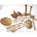 MIXED LOT OF METALWARE including a bronzed Chinese pastille burner,