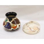 GOUDA POTTERY SHAPED VASE with colourful leaf decoration, the base marked Z.L.