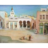 C M WILSON Santa Croce, Tripoli, Libya, oil on board, signed, label to verso, 40cm x 49.